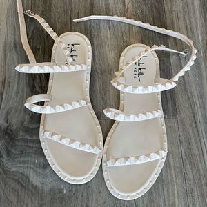 Jelly studded ankle strap sandals- color blush nude